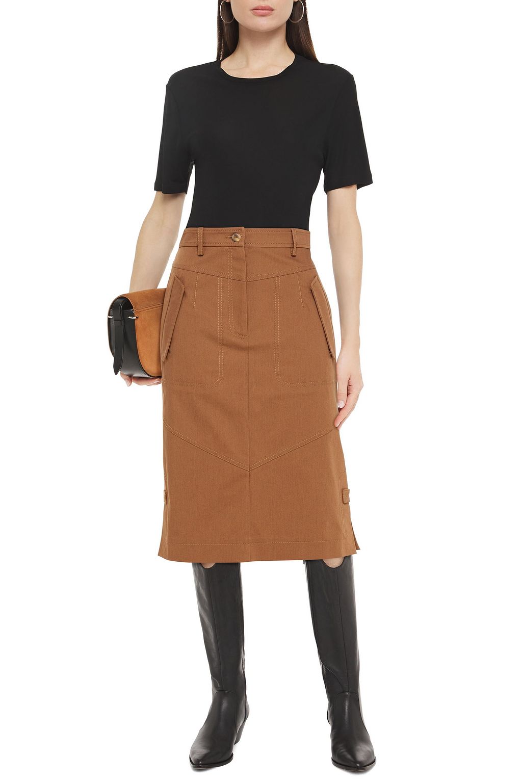 ALBERTA FERRETTI Cotton-blend twill skirt