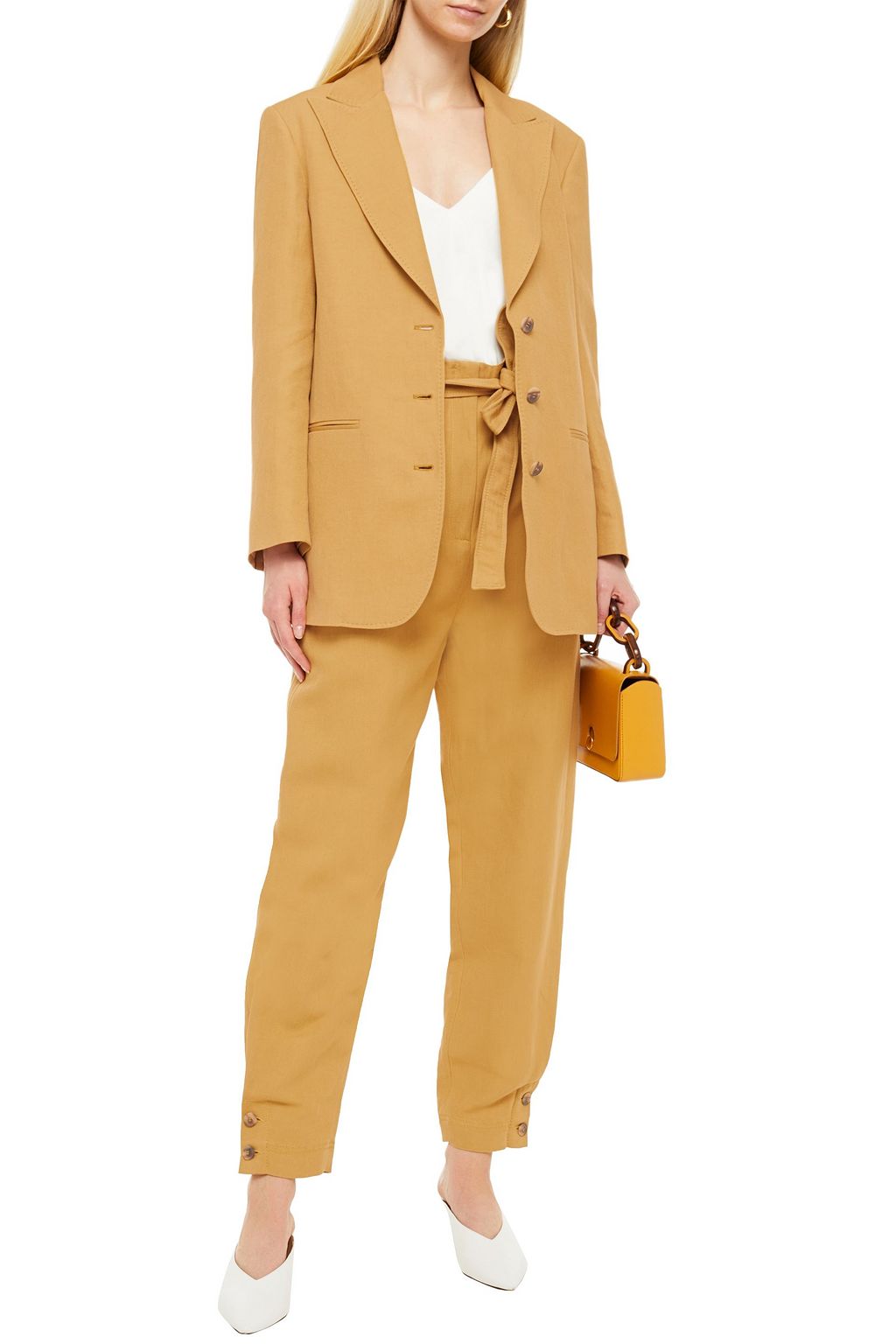 ALBERTA FERRETTI Linen and silk-blend twill blazer