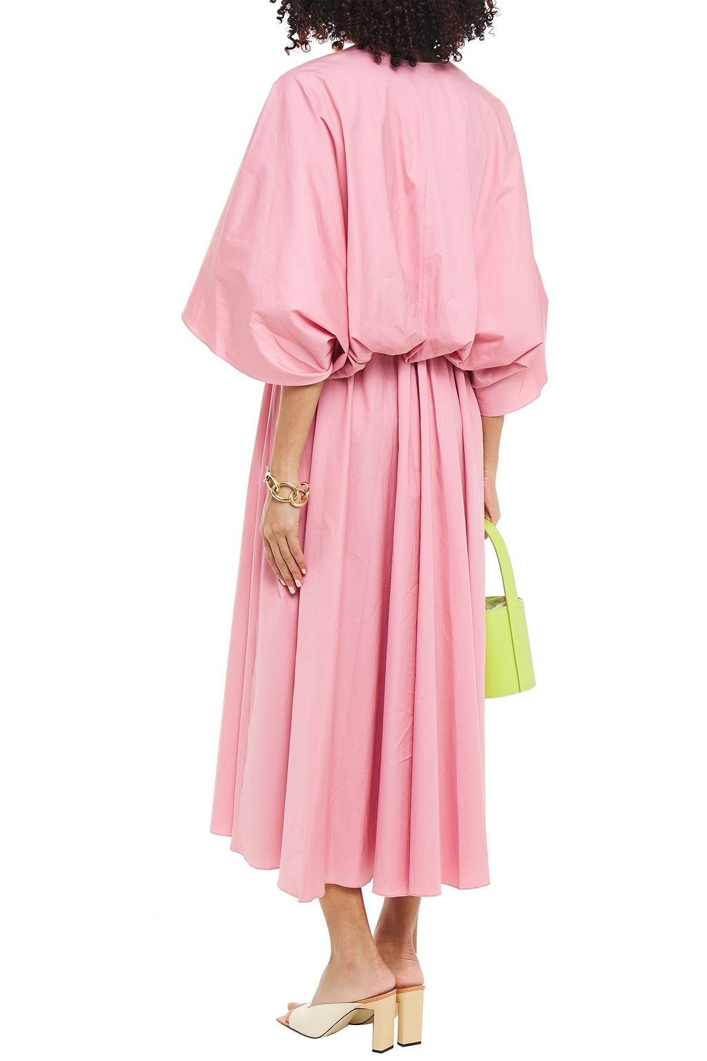 ROKSANDA Gathered pleated cotton-poplin midi dress