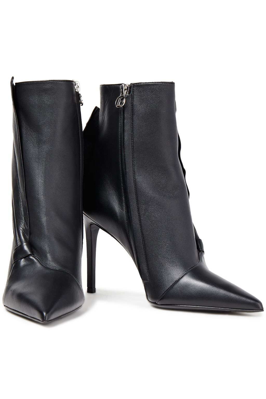 BALMAIN Pleated leather ankle boots