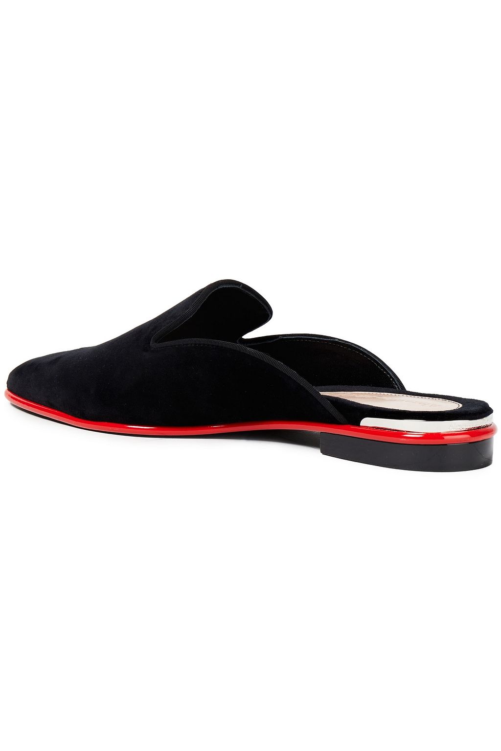 MCQUEEN Slippers aus Baumwollsamt mit Ripsbandbesatz