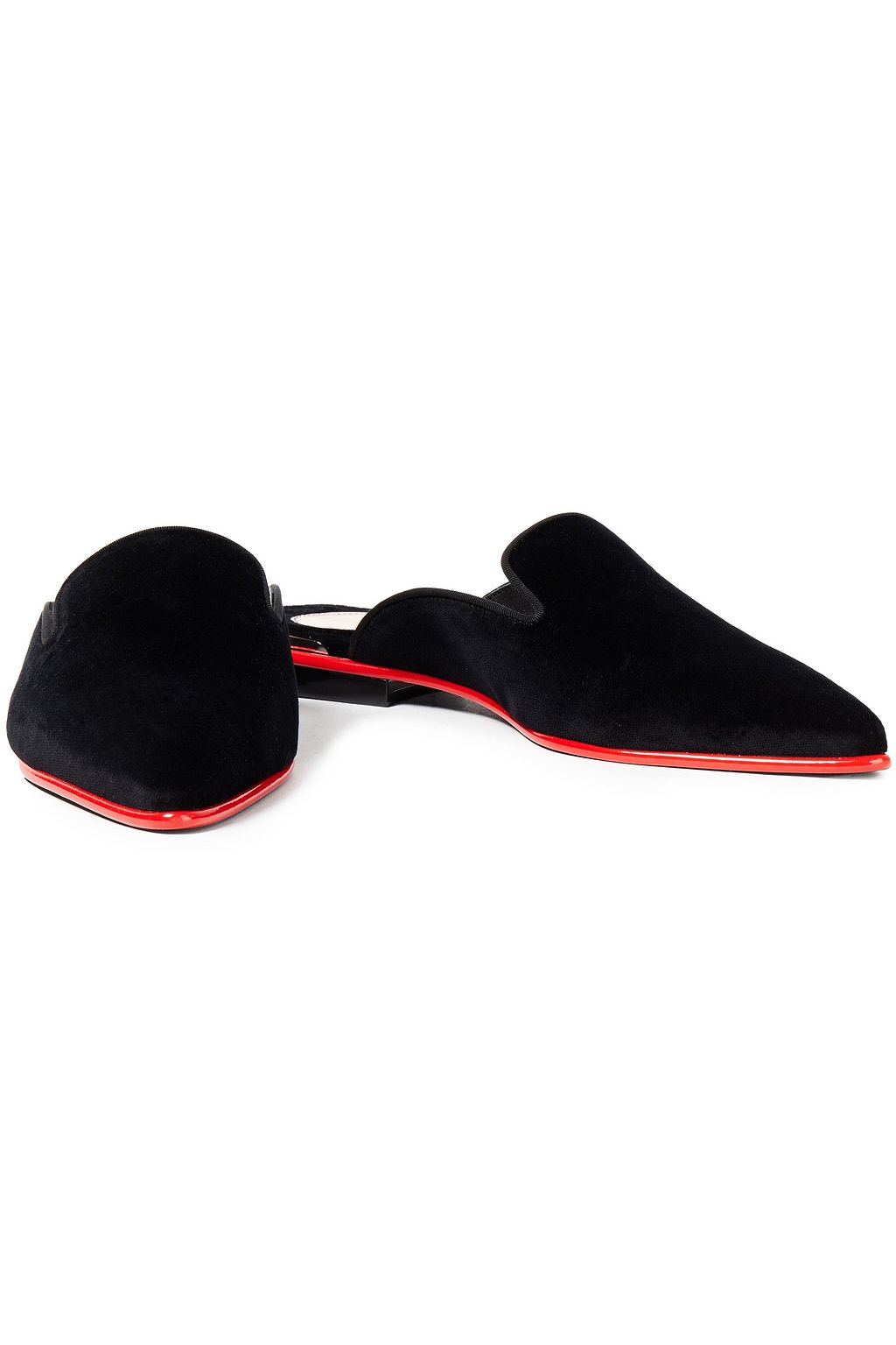 MCQUEEN Slippers aus Baumwollsamt mit Ripsbandbesatz