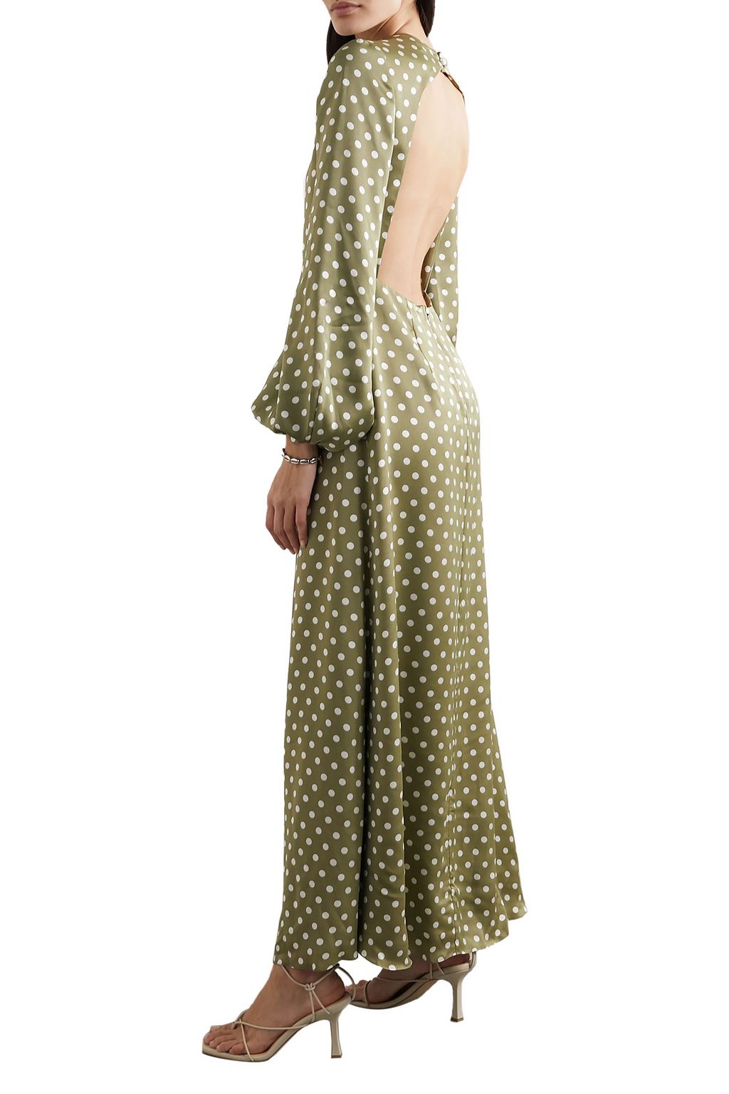 RACIL Fez open-back polka-dot satin maxi dress