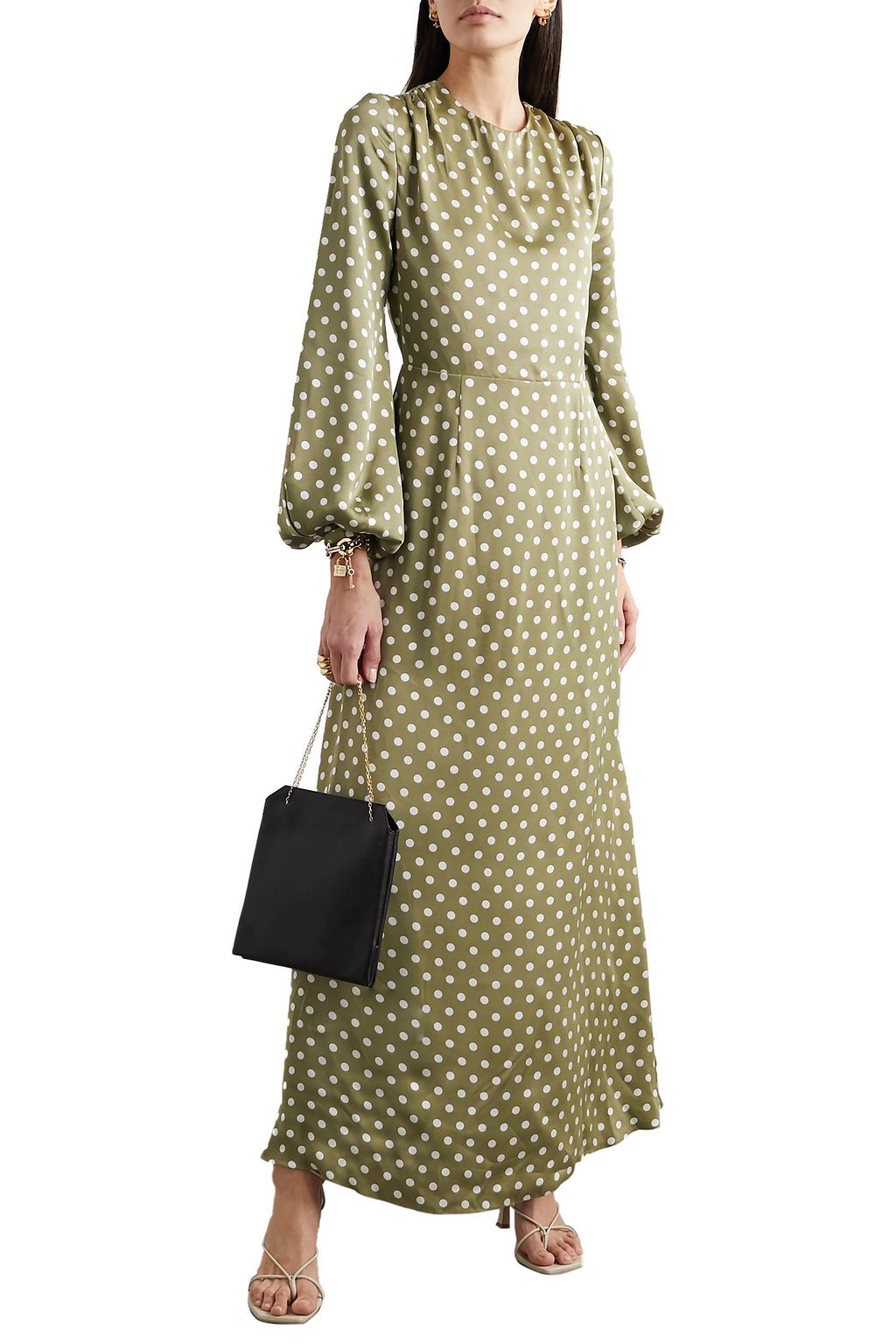 RACIL Fez open-back polka-dot satin maxi dress