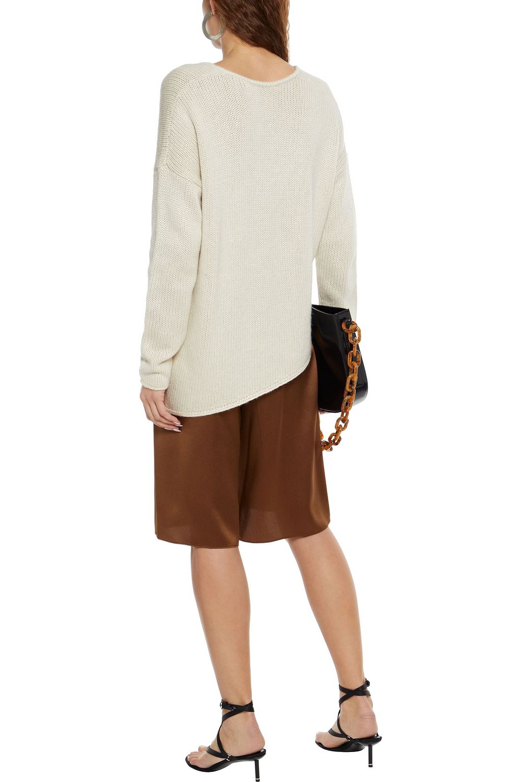 HELMUT LANG Asymmetric mélange brushed knitted sweater