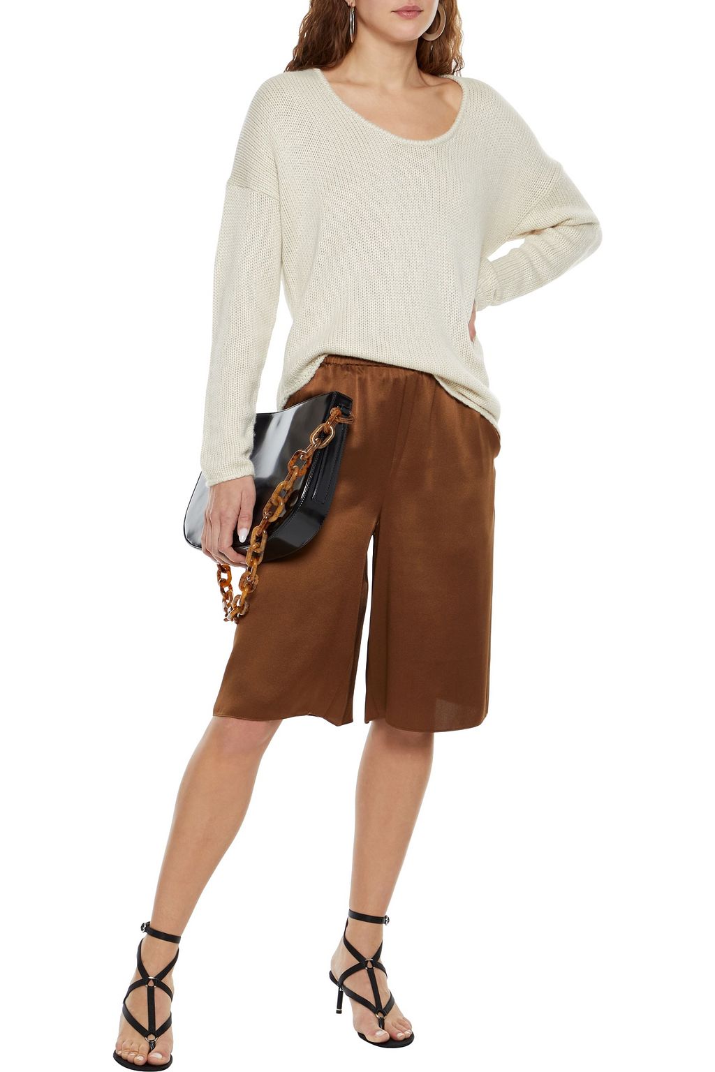 HELMUT LANG Asymmetric mélange brushed knitted sweater