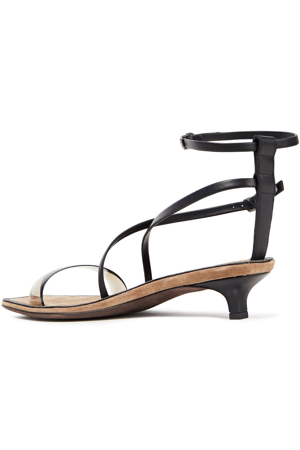 Black PVC-trimmed embellished suede and leather sandals | Sale up to 70 ...