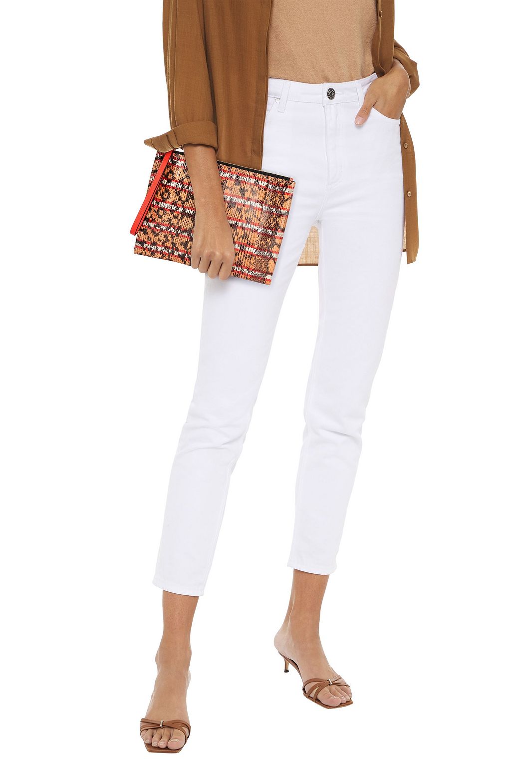 MARNI Leather-trimmed elaphe pouch