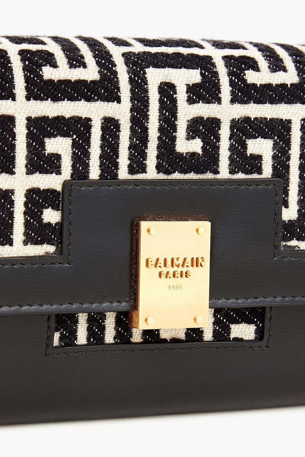 BALMAIN 1945 leather and jacquard wallet