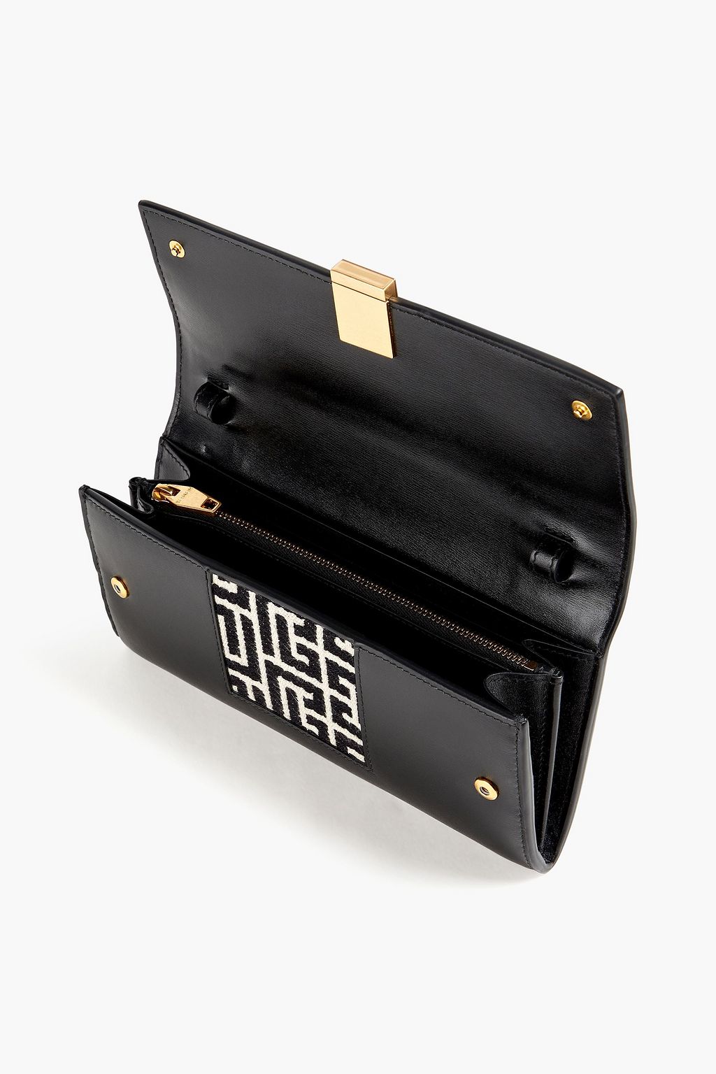 BALMAIN 1945 leather and jacquard wallet