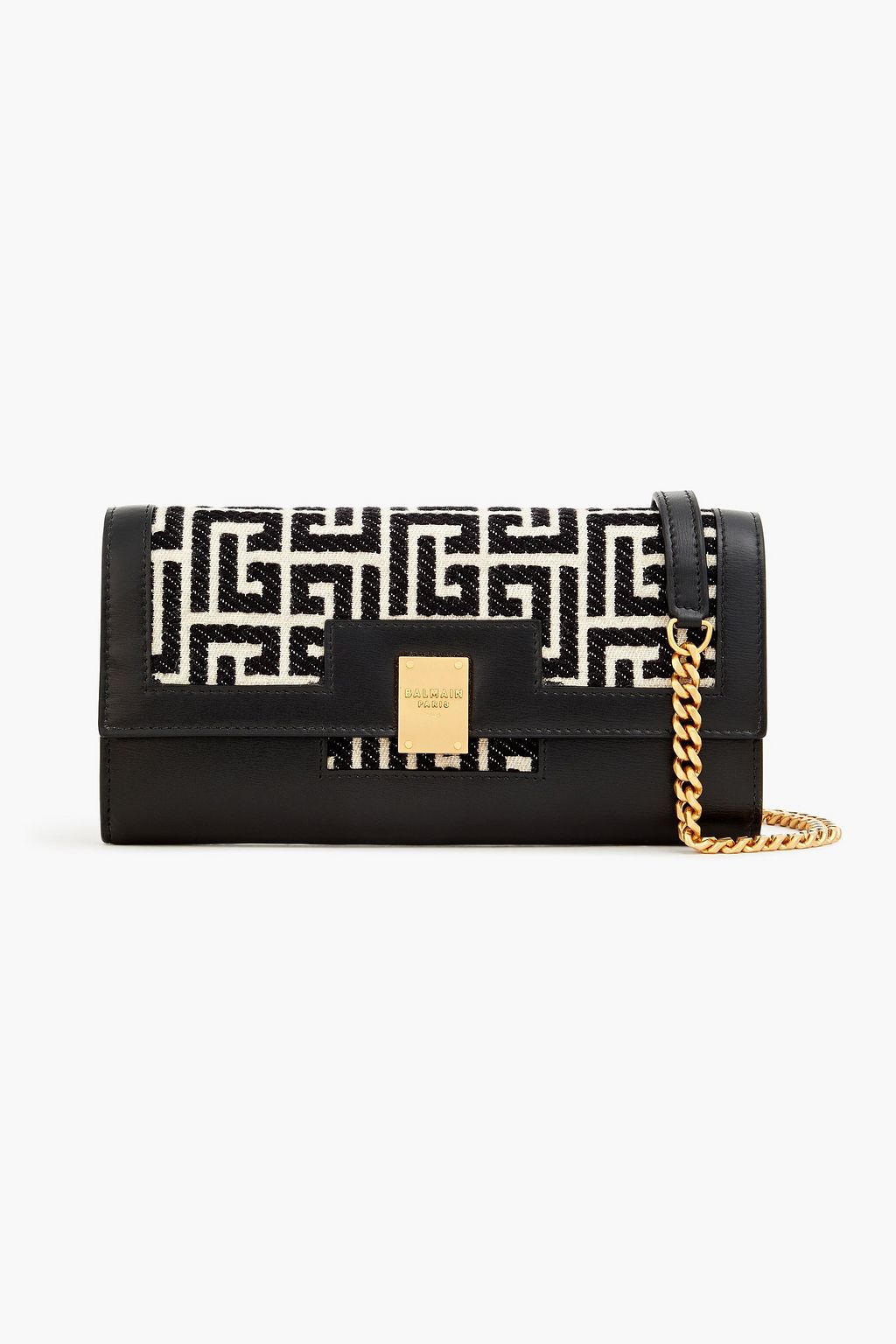 BALMAIN 1945 leather and jacquard wallet
