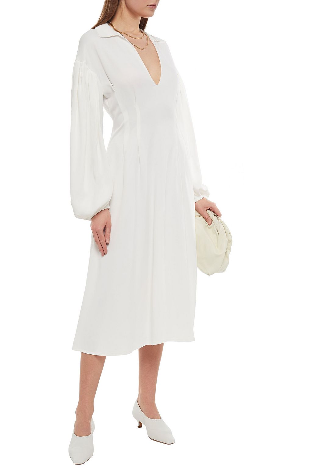 KHAITE Farrely crepe de chine midi dress