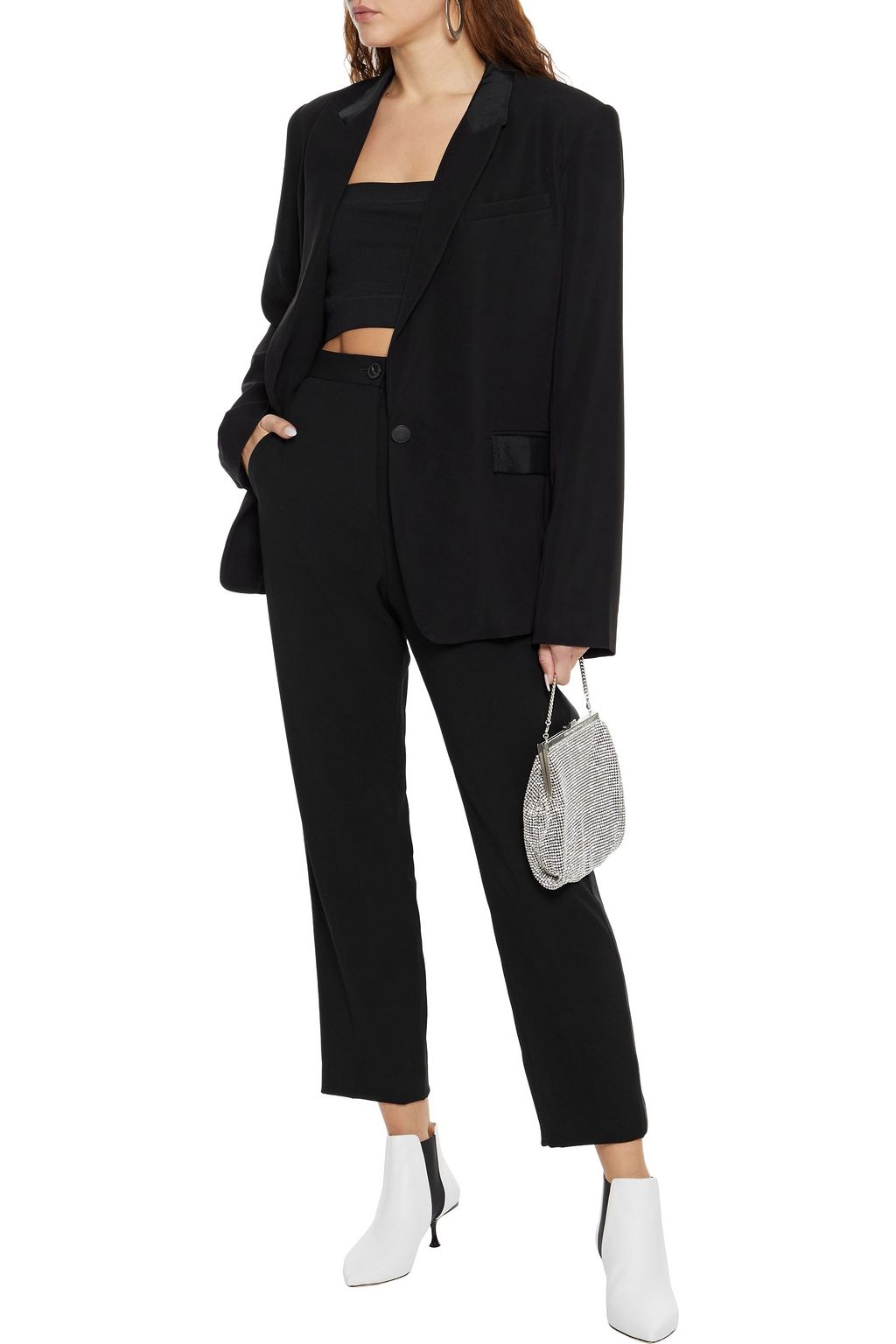 RAG & BONE Meki grosgrain-trimmed crepe straight-leg pants