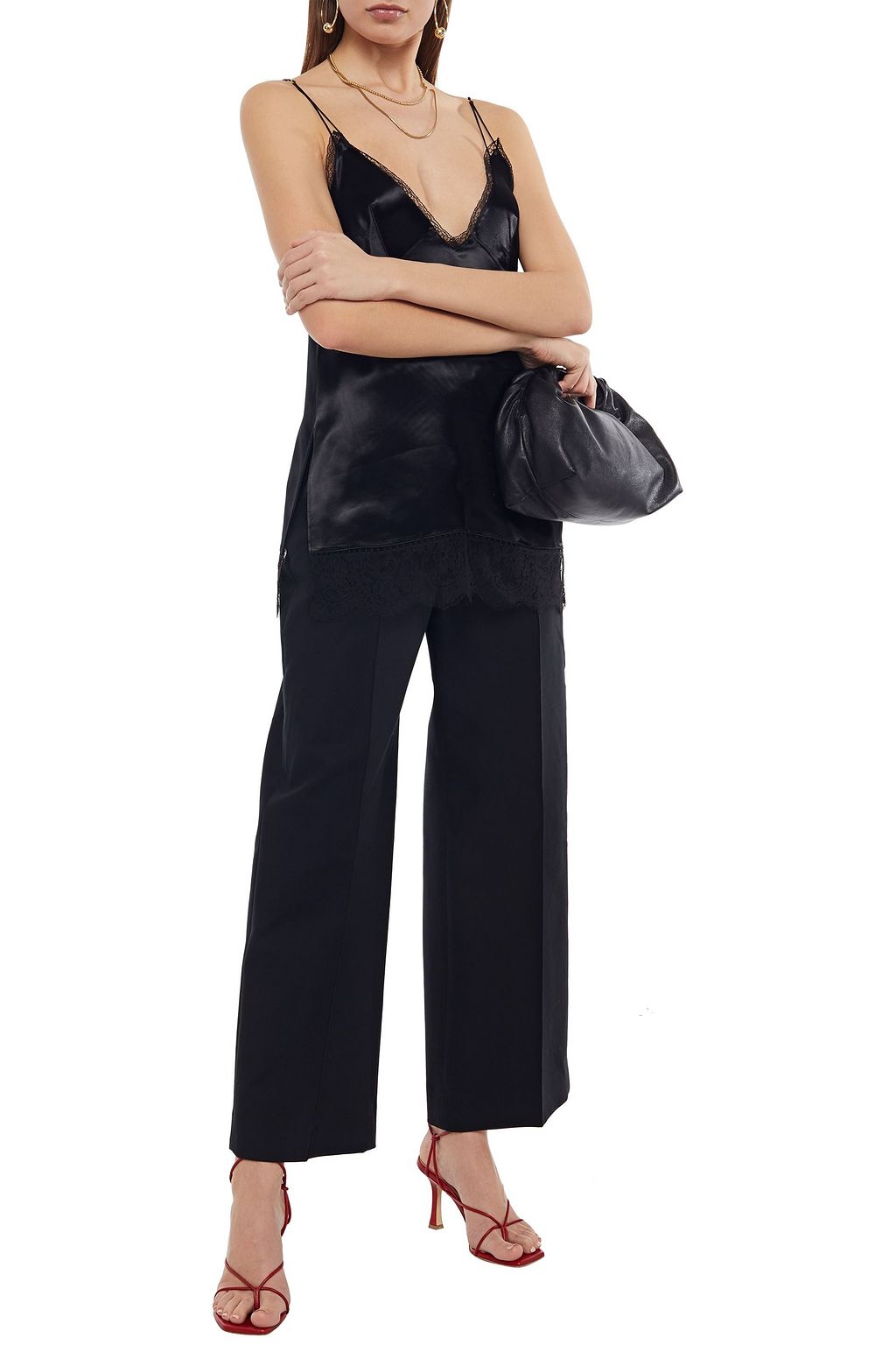 KHAITE Emi lace-trimmed satin camisole