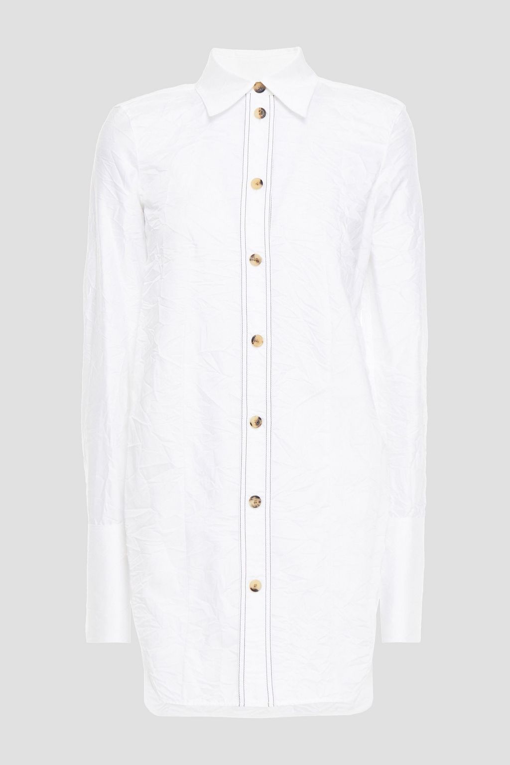 ホワイト しわ加工 コットン混サテンツイル シャツ The Outnet Khaite The Outnet ホワイト しわ加工 コットン混サテンツイル シャツ The Outnet Khaite The Outnet