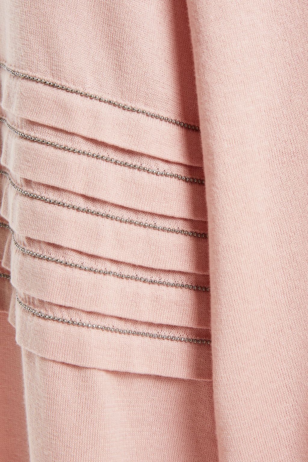 BRUNELLO CUCINELLI Bead-embellished pleated cotton cardigan