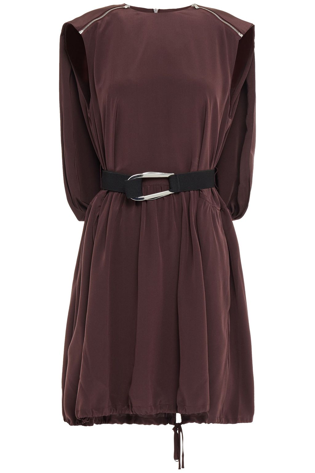 グレープ ベルト付き ギャザー入り シルククレープデシン ミニワンピース The Outnet Tibi The Outnet