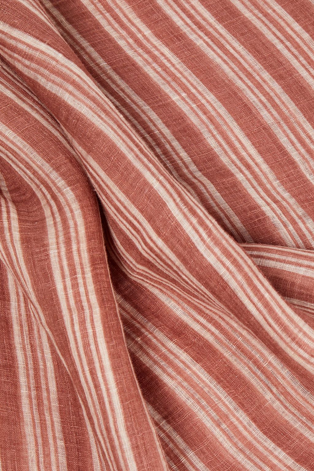 BRUNELLO CUCINELLI Frayed striped linen-gauze scarf