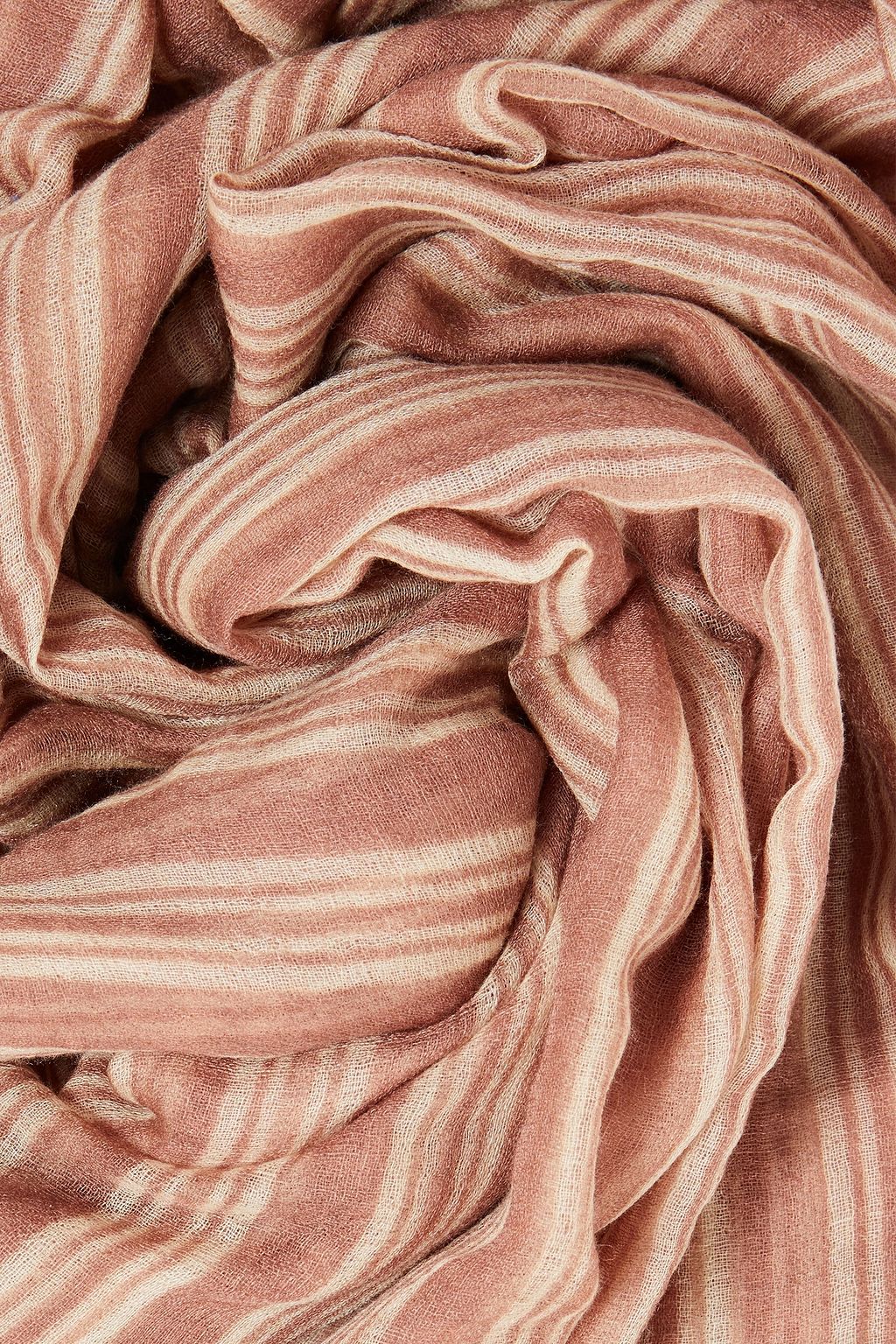 BRUNELLO CUCINELLI Frayed striped cashmere-gauze scarf