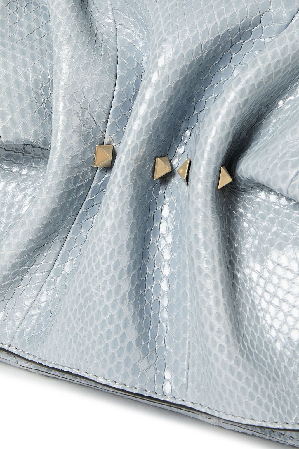 VALENTINO GARAVANI Studded gathered watersnake shoulder bag