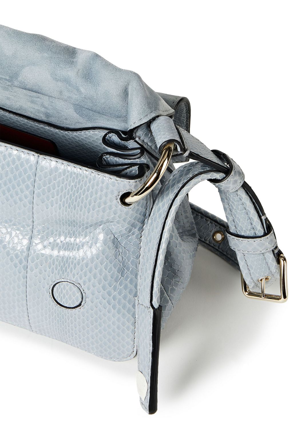 VALENTINO GARAVANI Studded gathered watersnake shoulder bag