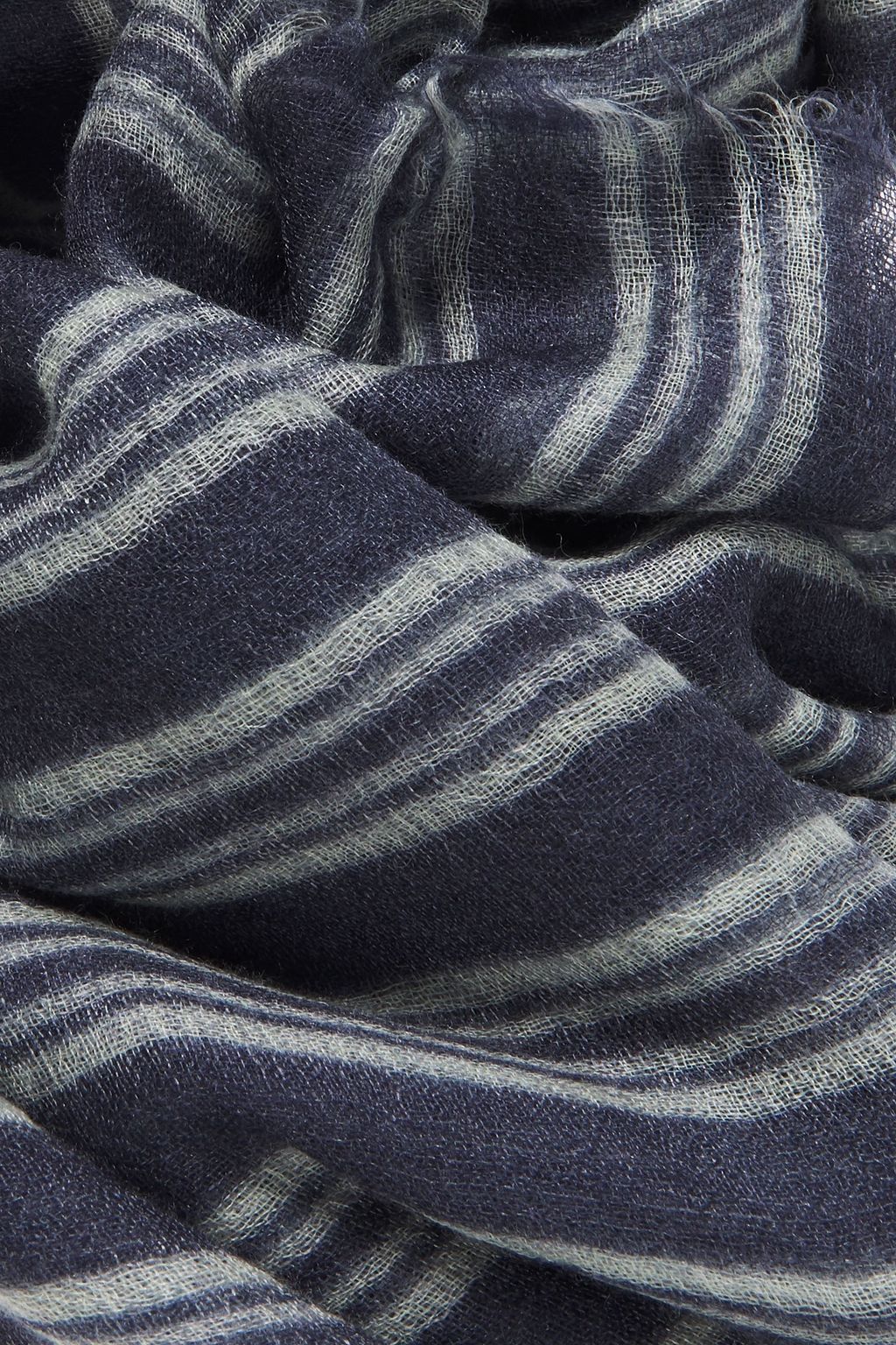 BRUNELLO CUCINELLI Frayed striped cashmere-gauze scarf