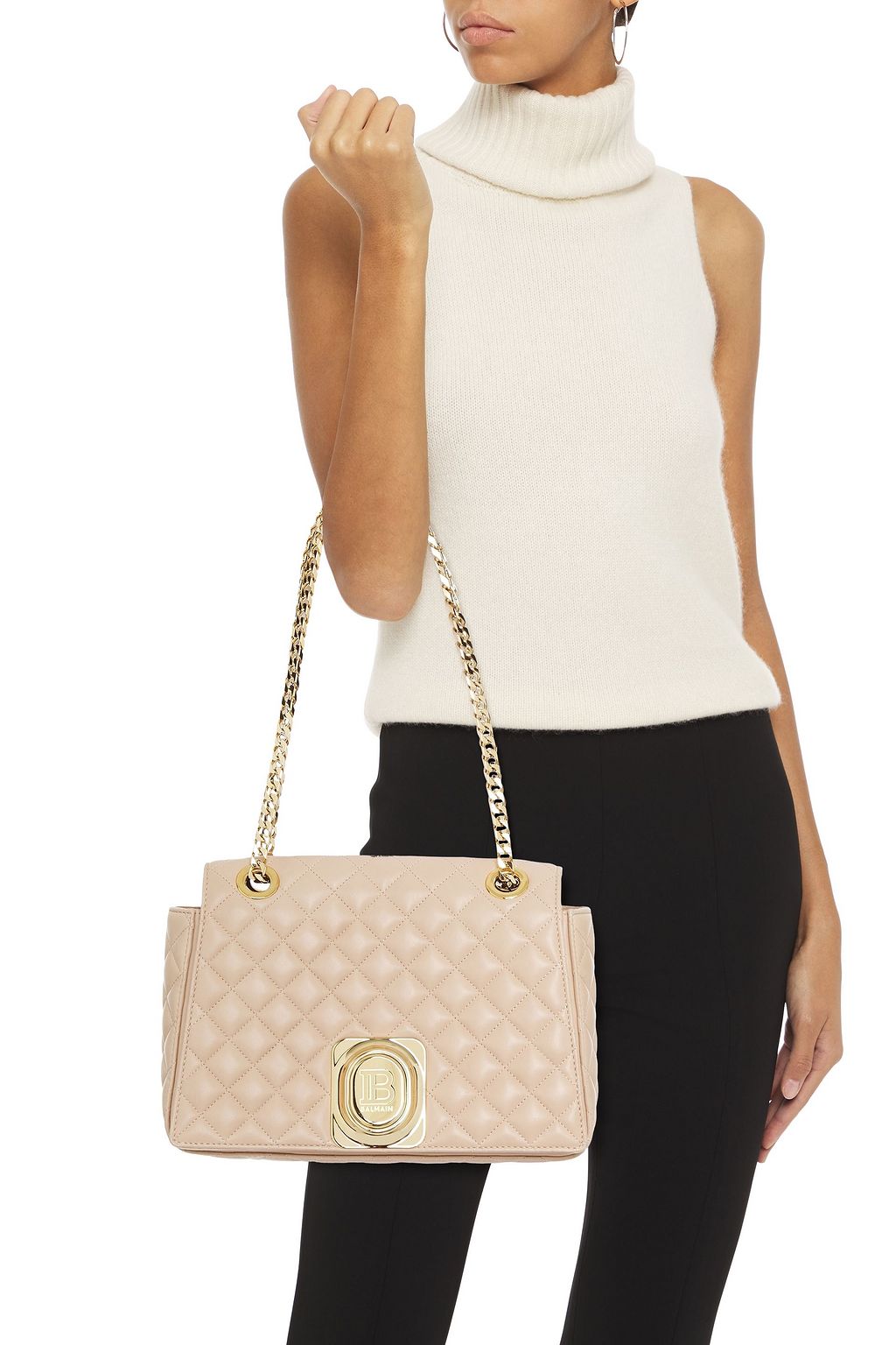 BALMAIN Quilted leather shoulder bag