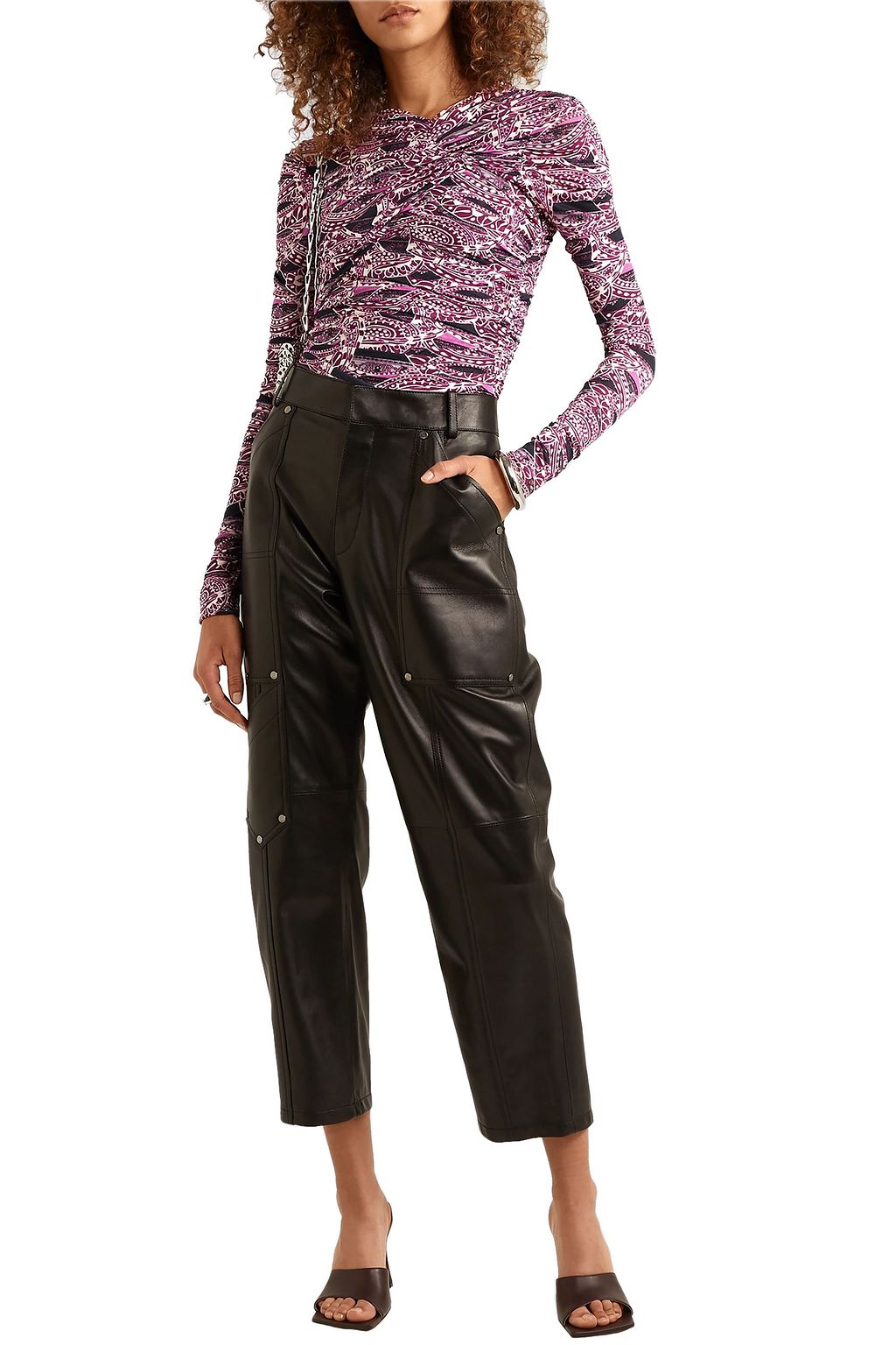 ISABEL MARANT Jany ruched printed stretch-jersey top