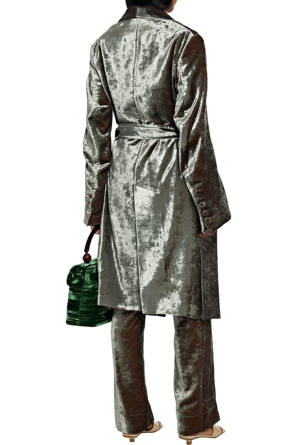 ANN DEMEULEMEESTER Belted crushed-velvet coat