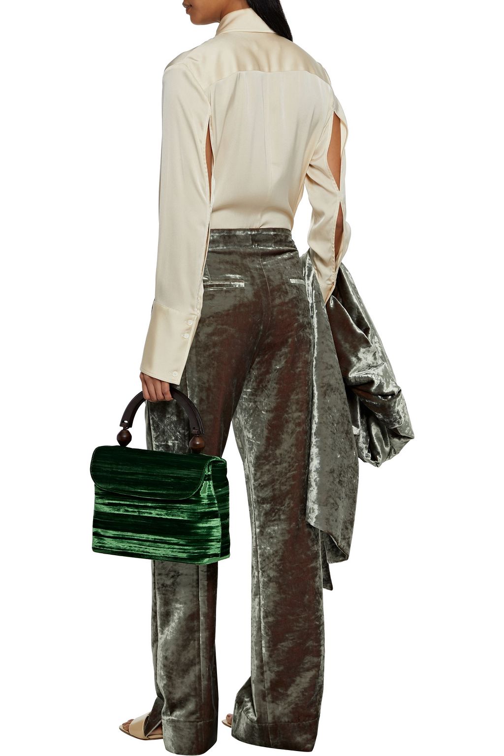 ANN DEMEULEMEESTER Crushed-velvet wide-leg pants