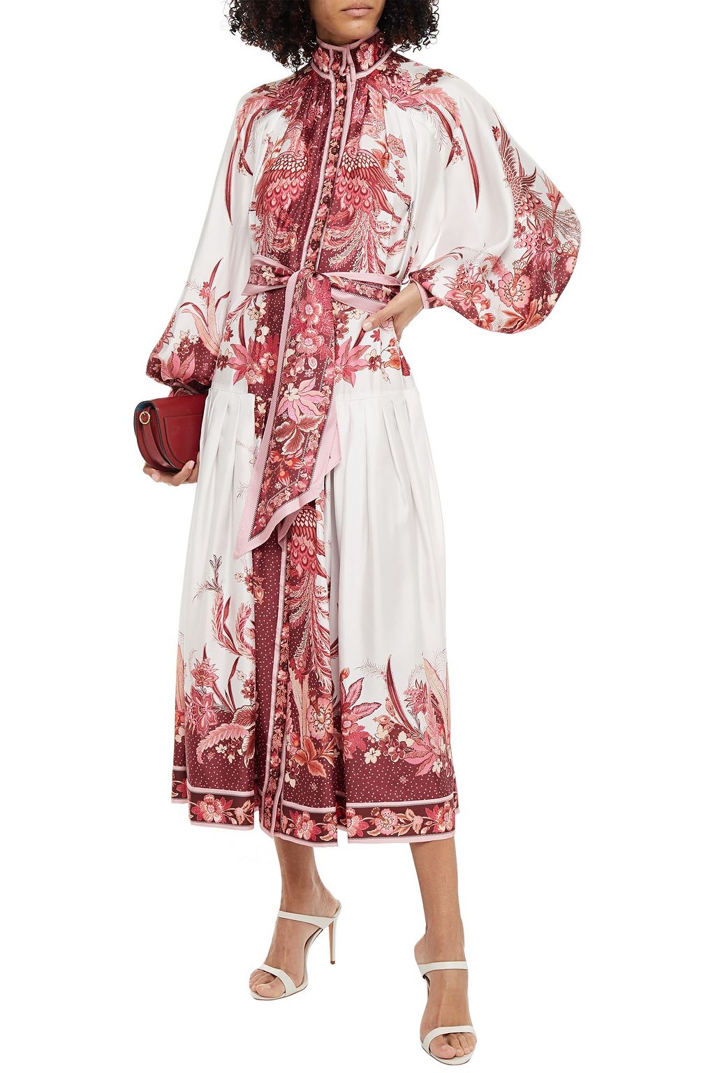 ZIMMERMANN Wavelength Placement belted printed silk-twill midi dress