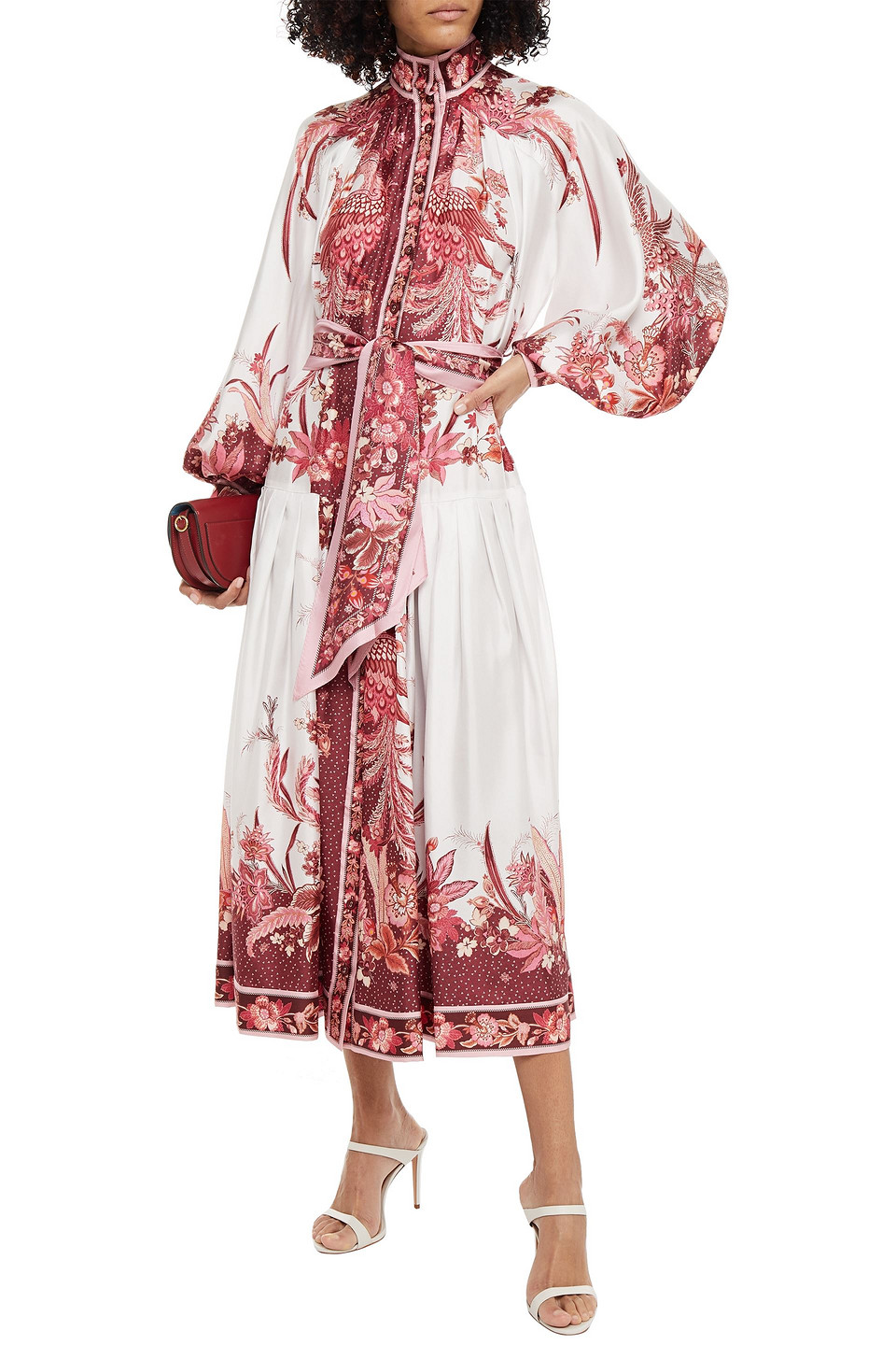 knee length dresses for ladies Authentic Zimmermann Wavelength Silk Floral Midi Dress Size 3