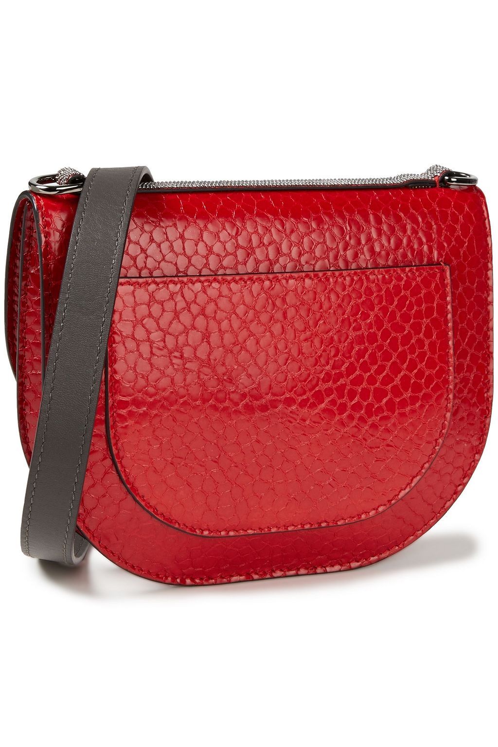 BRUNELLO CUCINELLI Bead-embellished snake-effect leather shoulder bag