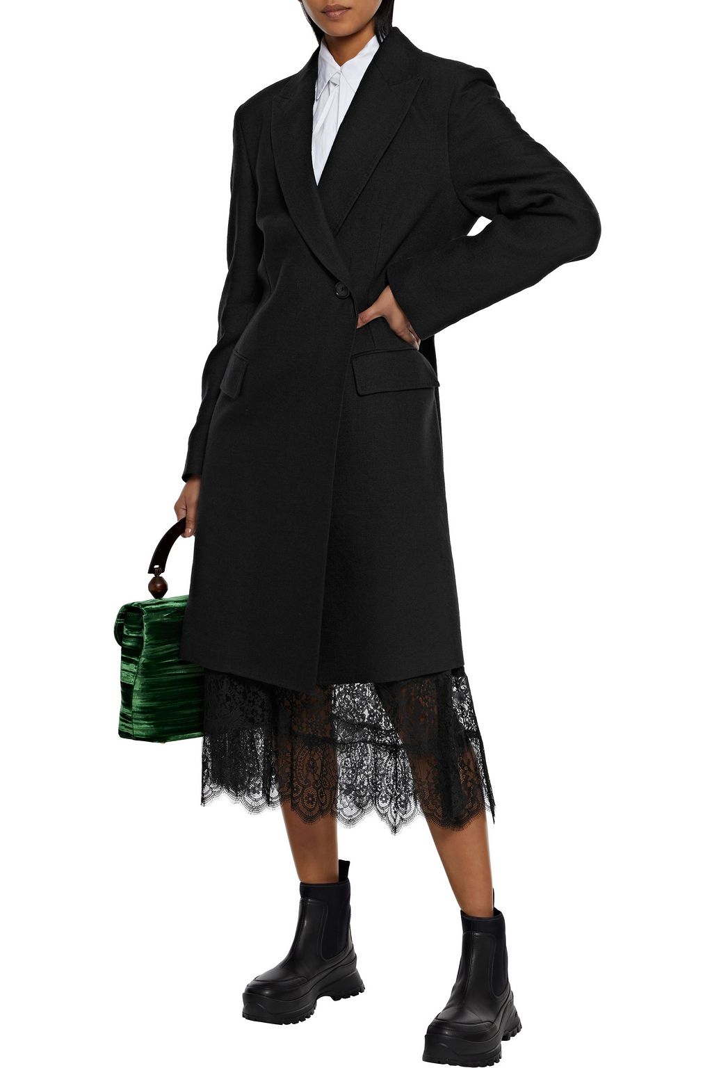 ANN DEMEULEMEESTER Wool and linen-blend coat