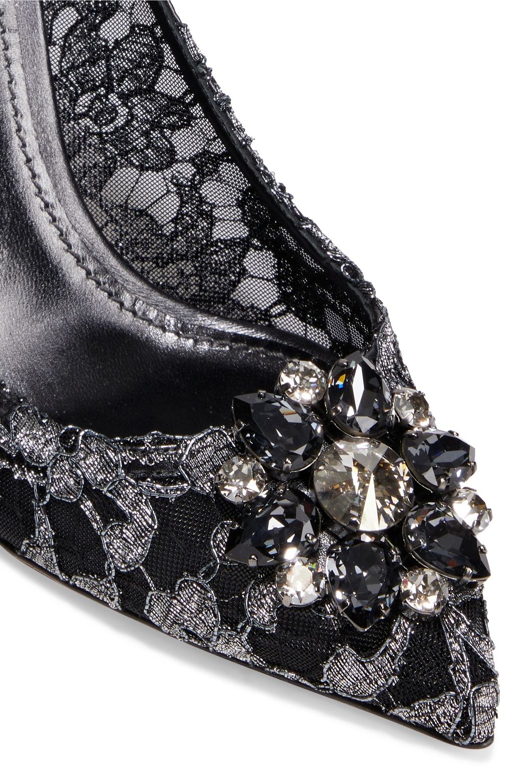 DOLCE&GABBANA Crystal-embellished corded lace pumps