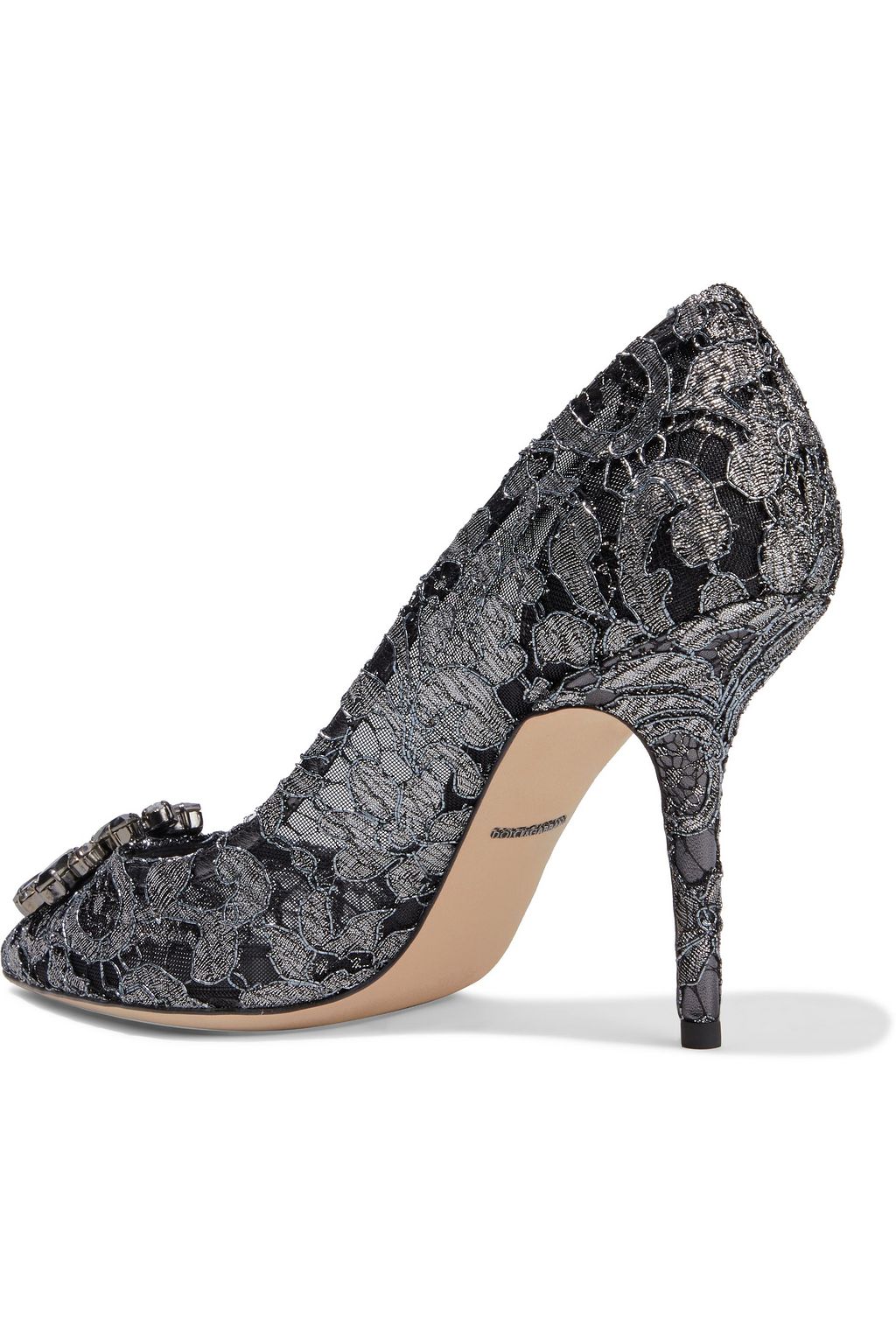 DOLCE&GABBANA Crystal-embellished corded lace pumps