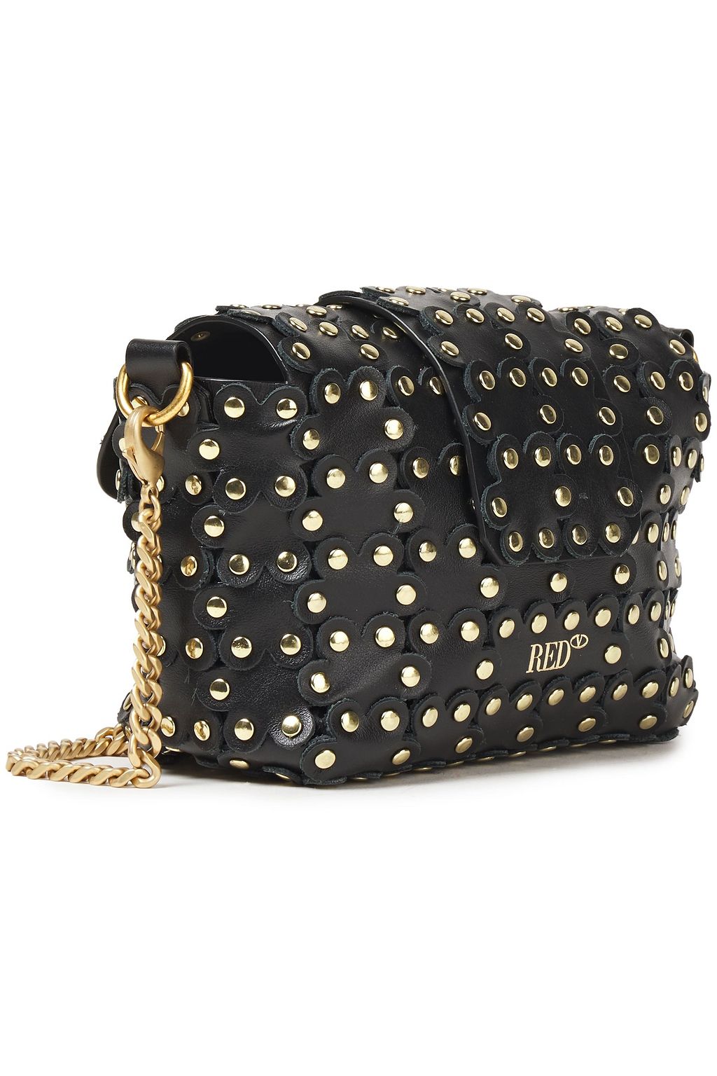 RED(V) Flower Puzzle studded laser-cut leather shoulder bag