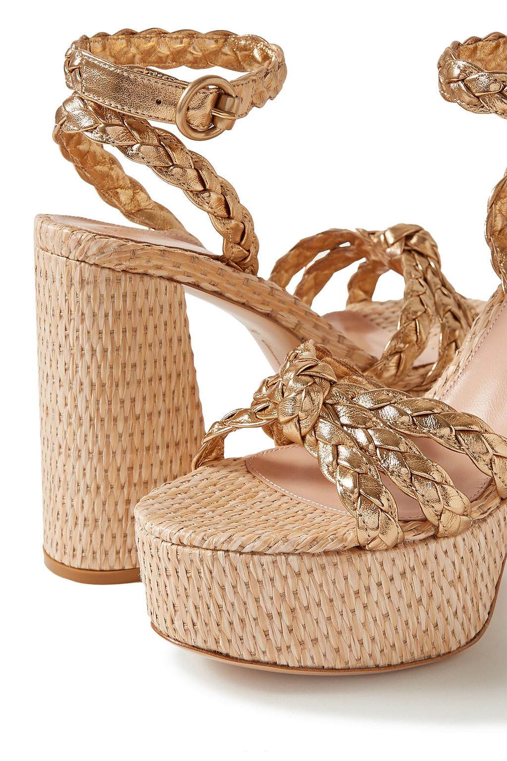 GIANVITO ROSSI 110 braided metallic leather platform sandals
