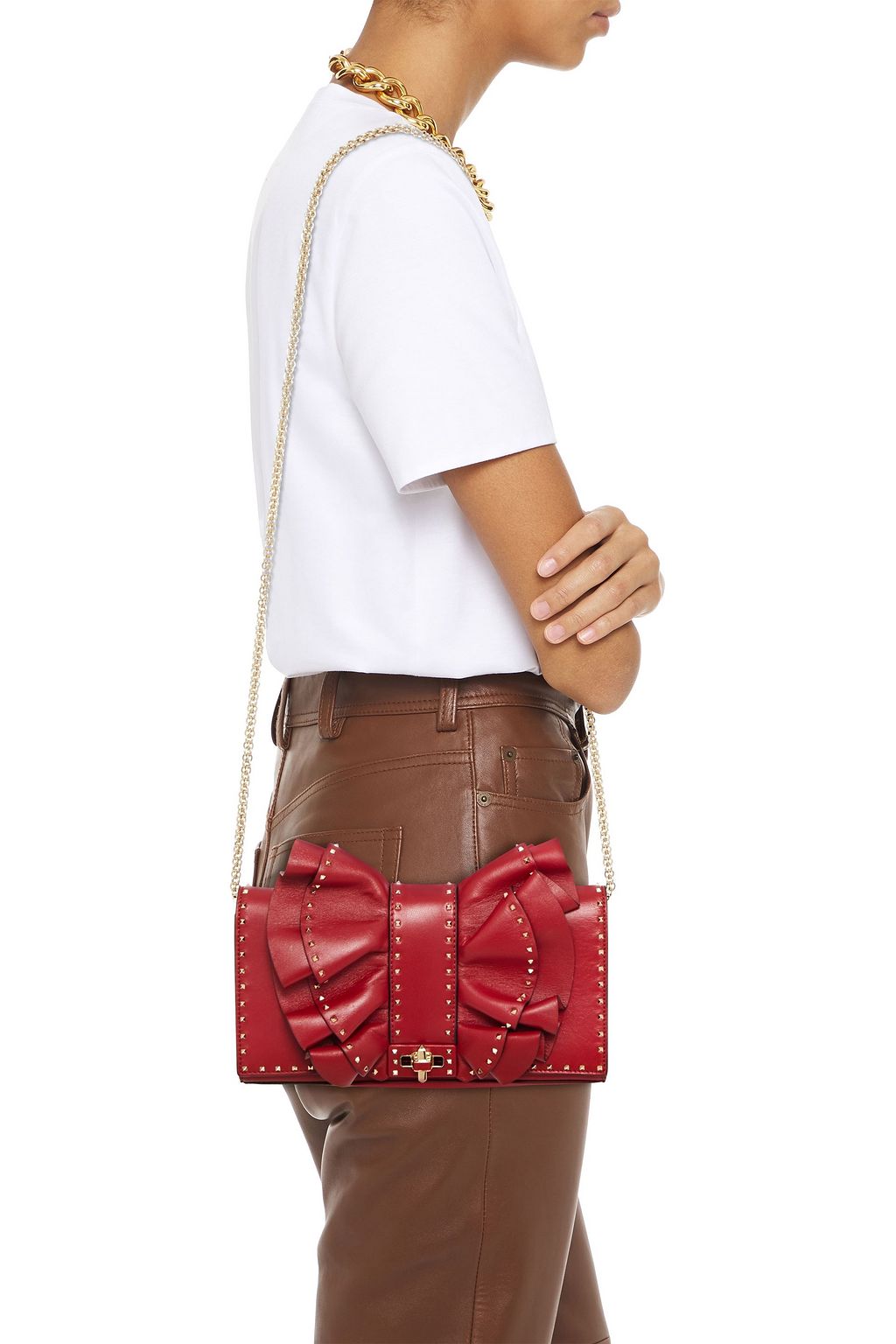 VALENTINO GARAVANI Rock Ruffles studded leather shoulder bag