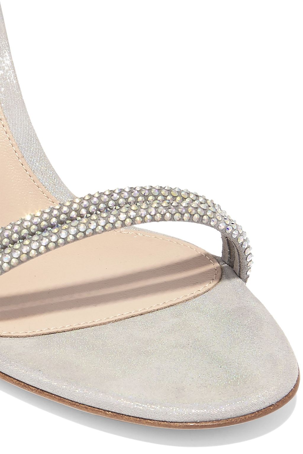 GIANVITO ROSSI 85 crystal-embellished iridescent suede sandals