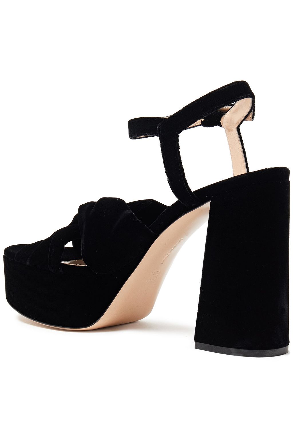 GIANVITO ROSSI Poppy knotted velvet platform sandals