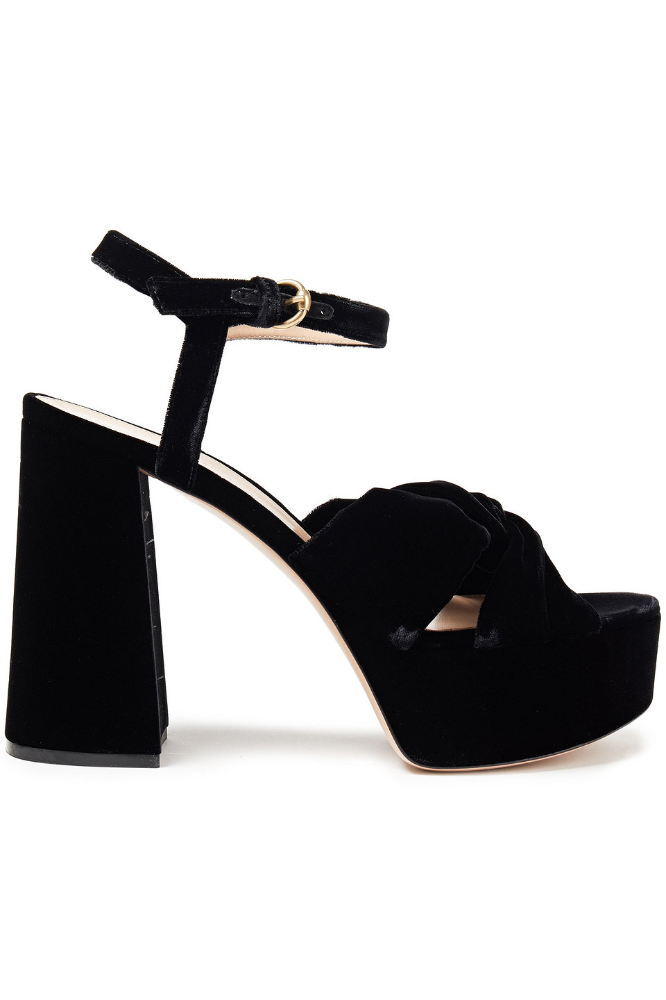 Gianvito Rossi Woman Poppy Knotted Velvet Platform Sandals Black Size 42