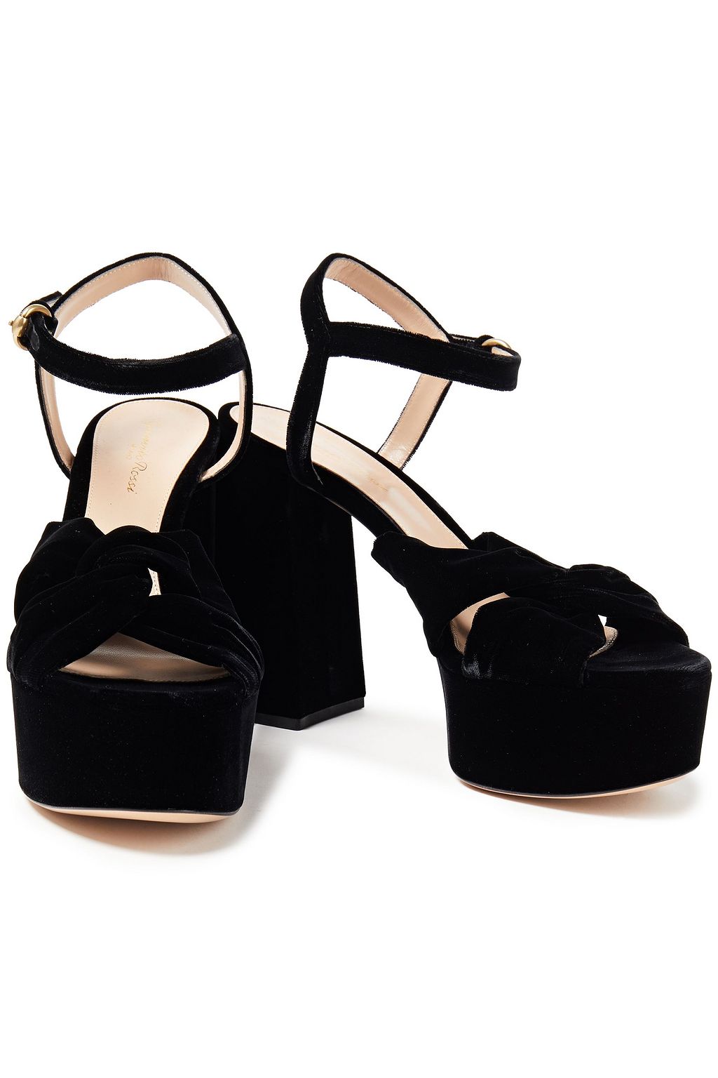 GIANVITO ROSSI Poppy knotted velvet platform sandals