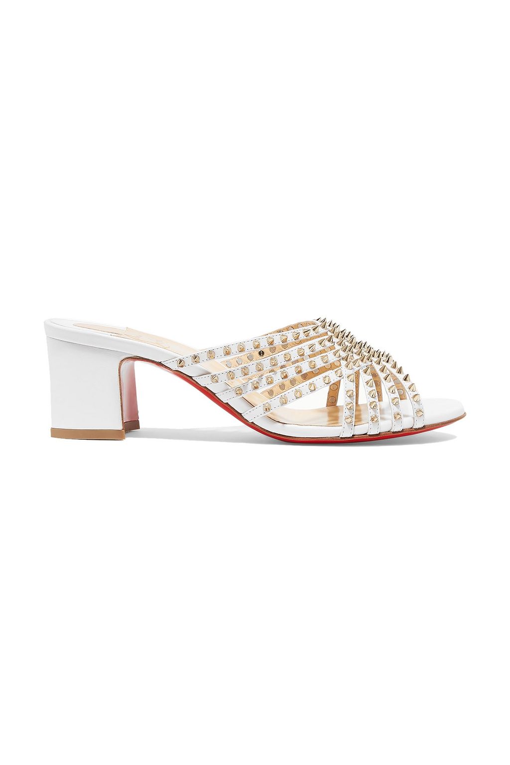 White Marthaspike 55 leather mules | Sale up to 70% off | THE OUTNET |  CHRISTIAN LOUBOUTIN | THE OUTNET