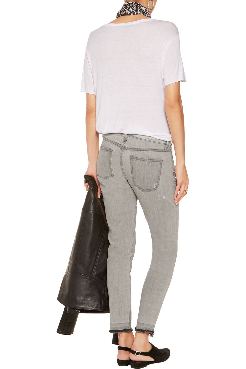 CURRENT/ELLIOTT The Stiletto distressed mid-rise skinny jeans
