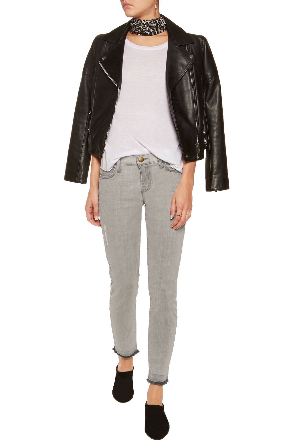 CURRENT/ELLIOTT The Stiletto distressed mid-rise skinny jeans