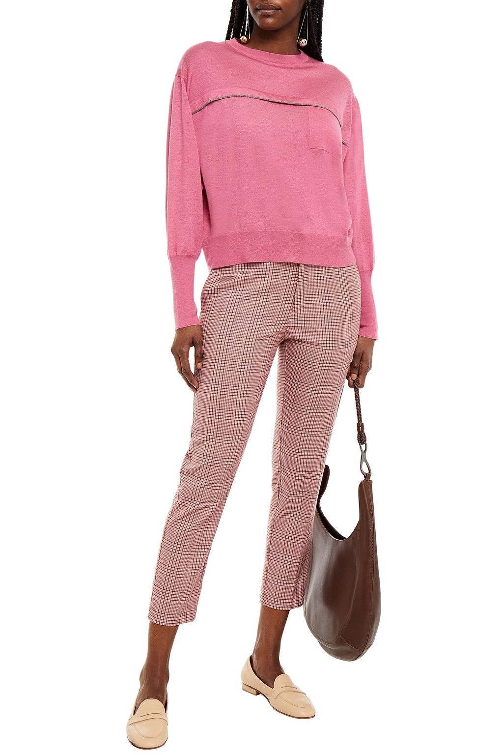 BRUNELLO CUCINELLI Bead-embellished cashmere and silk-blend sweater