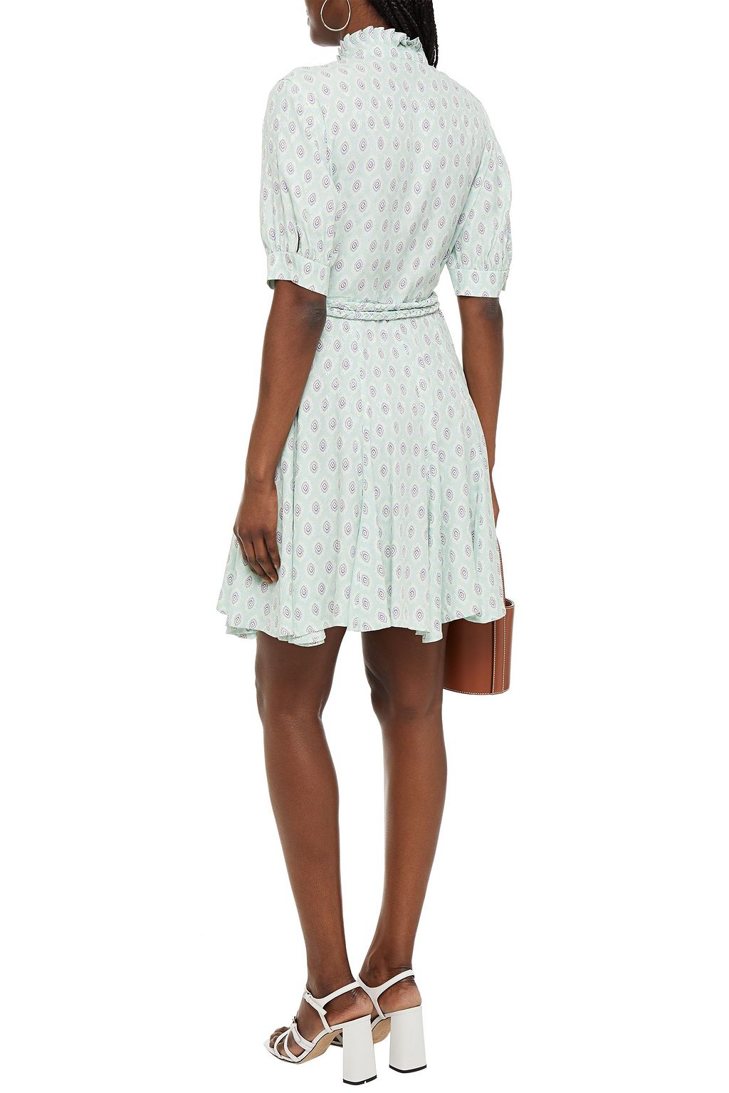 SANDRO Jary belted printed jacquard mini dress
