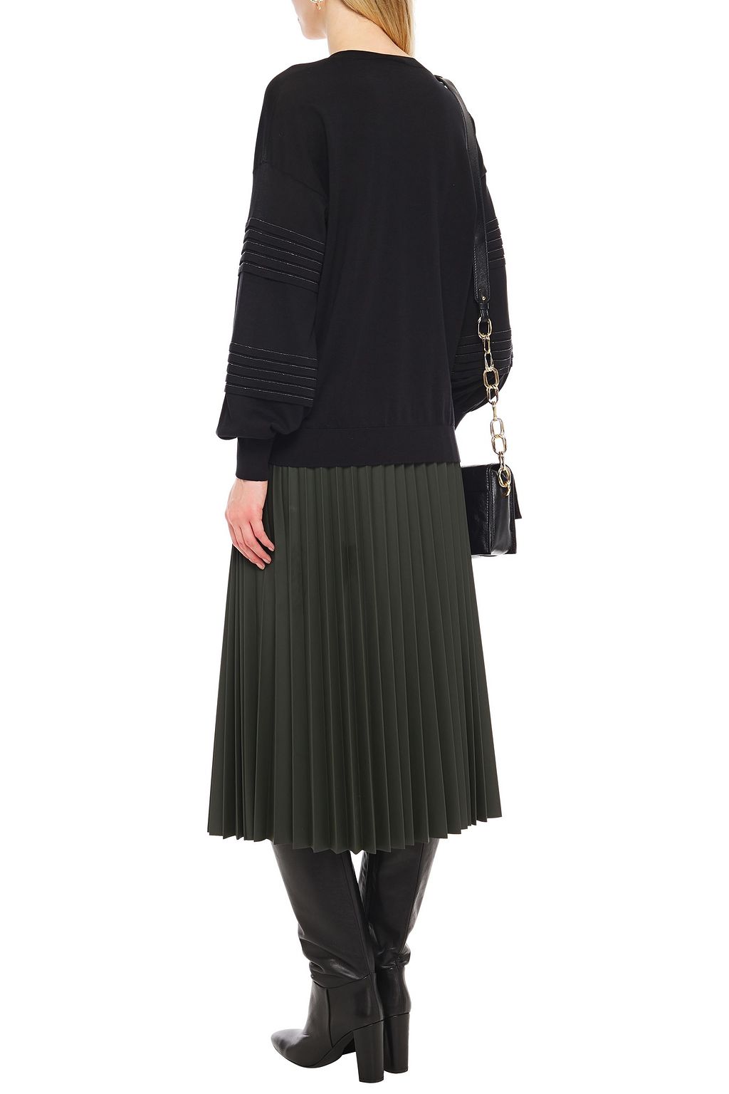BRUNELLO CUCINELLI Bead-embellished pintucked cotton sweater