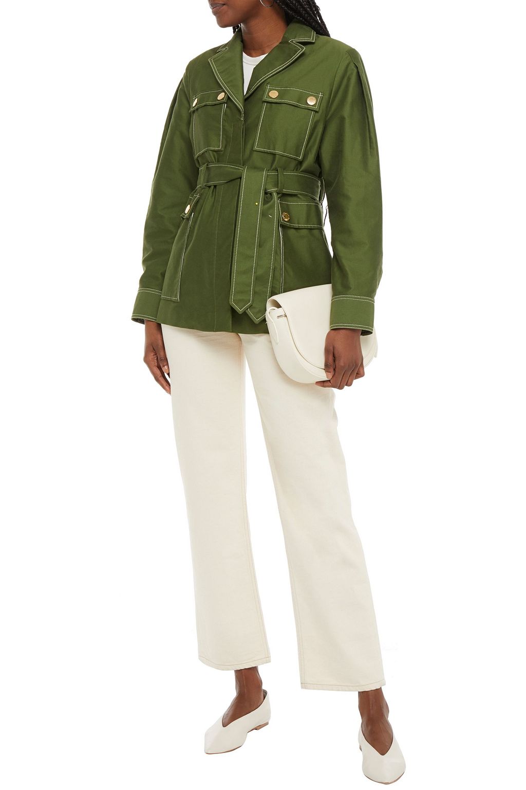 SANDRO Zaya belted cotton-twill field jacket